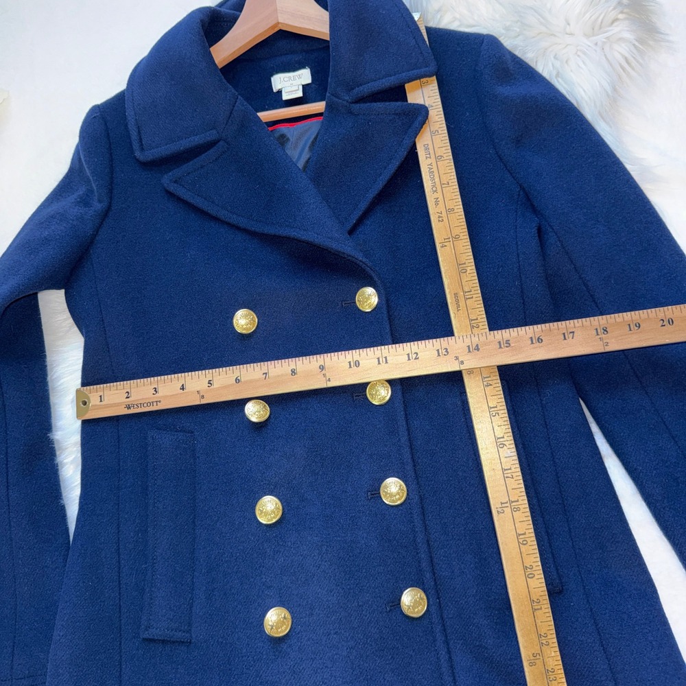 J Crew Factor Navy Wool Blend Peacoat Gold Button Double Breasted Classic Chic 2 - Picture 11 of 12